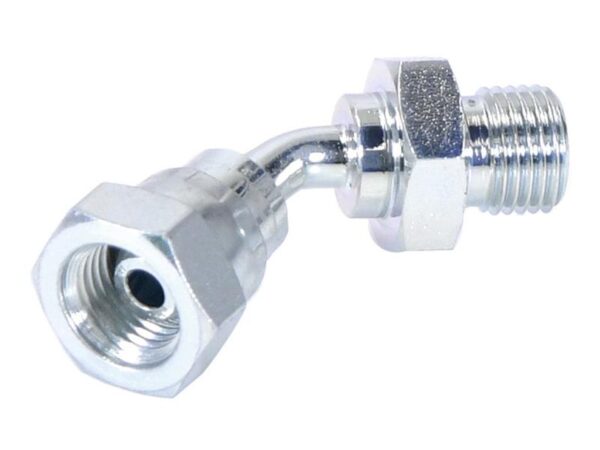 Hydraulikadapter 1/4'' BSP Han x 1/4'' BSP Drejelig hun 135° Bøjning