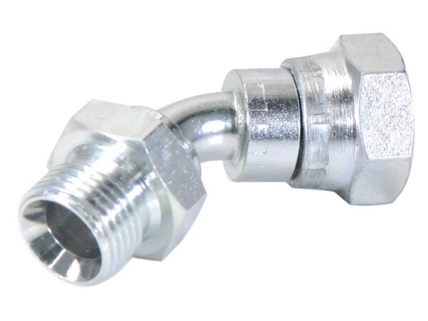 Hydraulikadapter 1/2'' BSP Han x 1/2'' BSP Drejelig hun 135° Bøjning
