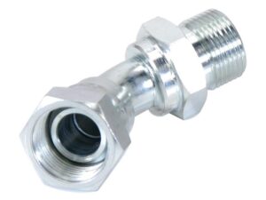 Hydraulikadapter 3/4'' BSP Han x 3/4'' BSP Drejelig hun 135° Bøjning