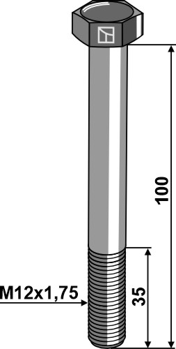 Maskinbolte M12 - DIN931 - 12.9