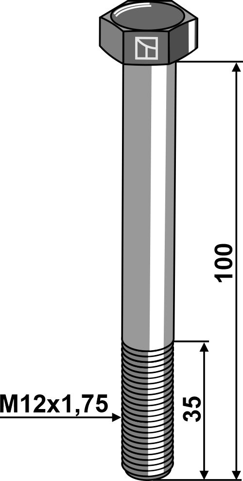 Bolt M12x1,75x100 u. møtrik