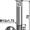 Springbolt M12x1,75x70 - 12.9 m. møtrik