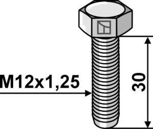 Skrue M12x1,25 - galvaniseret - 10.9