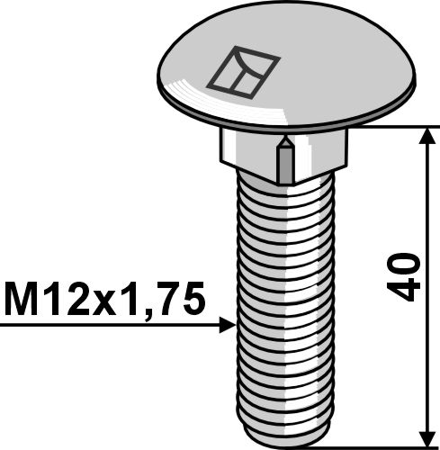 Bræddebolt M12x1,75x40 galvaniseret