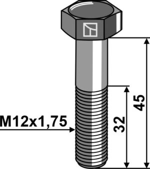 Bolt M12x1,75x45 u. møtrik