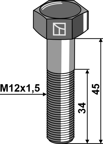 Bolt M12x1,5x45 u. møtrik