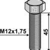 Bolt M12x1,75x45 u. møtrik - galvaniseret