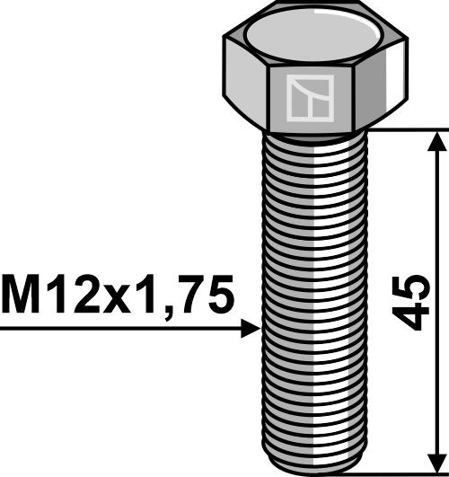 Bolt M12x1,75x45 u. møtrik - galvaniseret