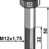Bolt M12x1,75x50 u. møtrik - galvaniseret