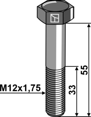 12559318 Bolt M12x1,75x55 u. møtrik