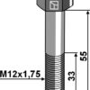 Bolt M12x1,75x55 u. møtrik - galvaniseret