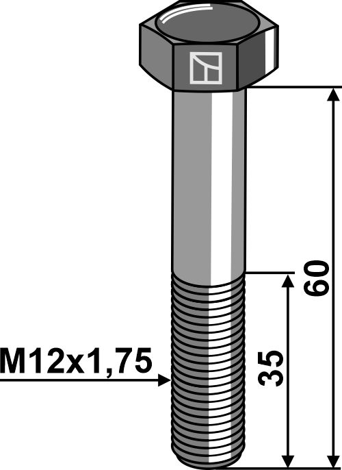 Bolt M12x1,75x60 u. møtrik