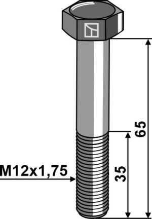 126593112 Bolt M12x1,75x65 u. møtrik