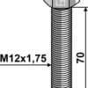 Bolt M12x1,75x70 u. møtrik