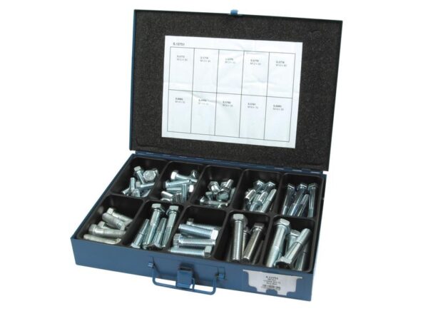 Sortiment Bolte, M12 -16 (DIN 931/933) 92 stk. Metal Case