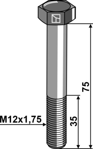 12759318 Bolt M12x1,75x75 u. møtrik