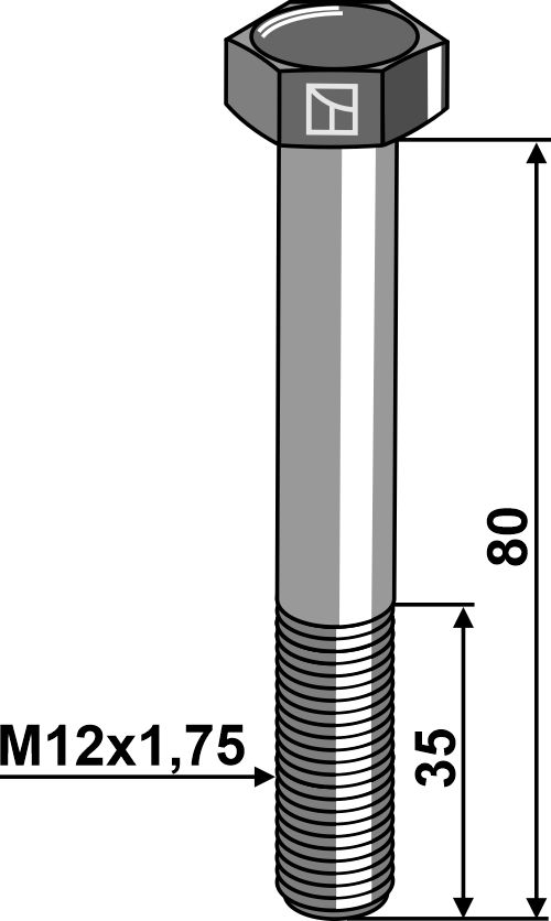 Bolt M12x1,75x80 u. møtrik