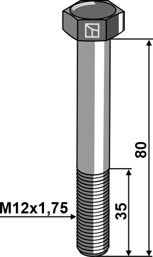 Maskinbolte M12 - DIN931 - 12.9