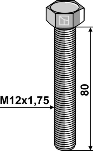 128093310 Bolt M12x1,75x80 u. møtrik