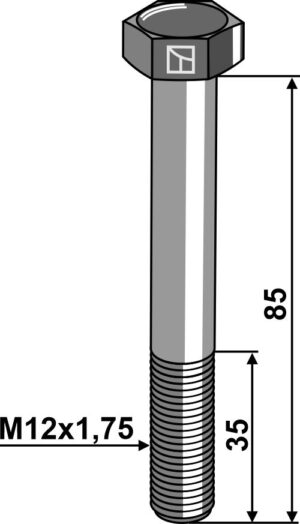 128593110 Bolt M12x1,75x85 u. møtrik