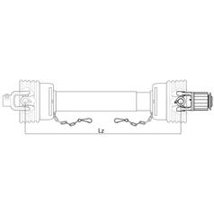 GARDLOC PTO Aksel - (Lz) Længde: 1010mm, 1 3/8'' x 6 Spline Q.R. til 1 3/8 x 6 Spline Ratchet Clutch