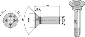1290810z Plovbolt DIN608 M12x1,75x90 galvanized