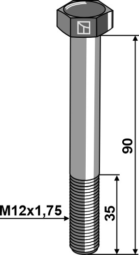 Maskinbolte M12 - DIN931 - 12.9