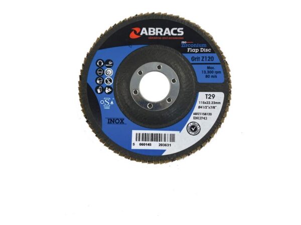 Slibeskive (flap disc) Ø115 x 8 x 22mm - 120 Korn