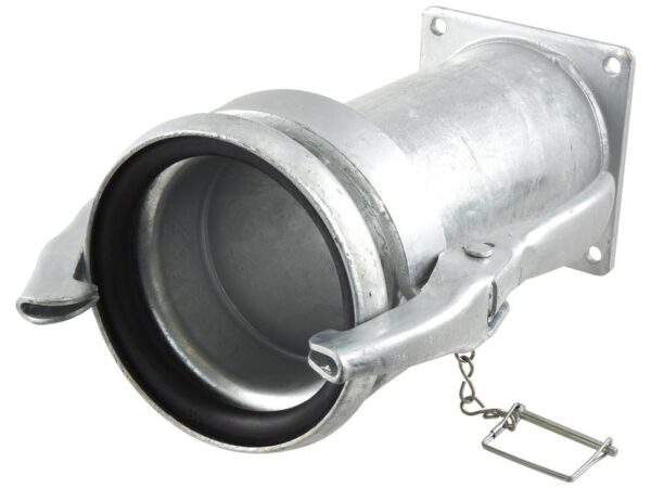 Kobling m/flange og lukkebeslag - Lang - Hun 6'' (159mm) x 6'' (150mm) (galvaniseret)