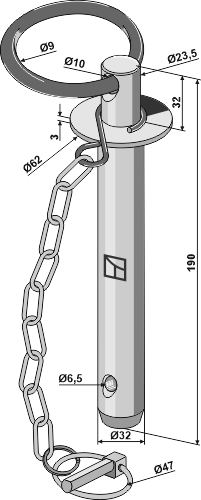 Trækbolt med kæde og ringsplit