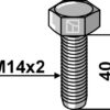 Bolt M14x2x40 u. møtrik - galvaniseret