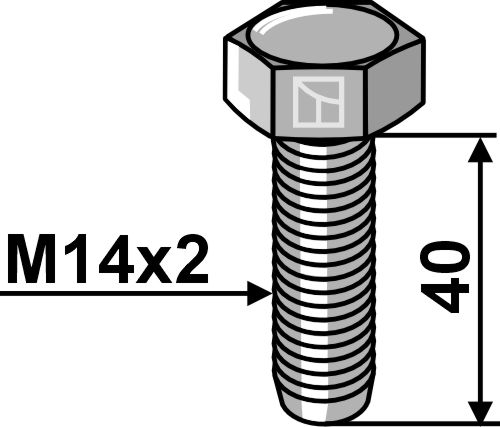 Bolt M14x2x40 u. møtrik - galvaniseret