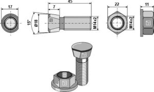 1445kv Plovbolt M14x2x45
