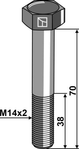 147093110 Bolt M14x2x70 u. møtrik