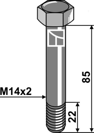 14856110 Springbolt M14x2x85 - 10.9 u. møtrik