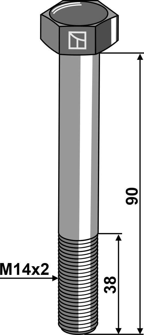 Bolt M14x2x90 u. møtrik