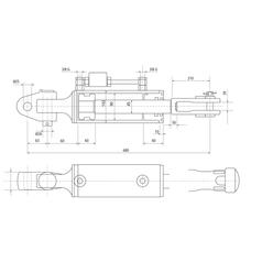 153738_pic10 Liftregulering (hydraulisk) m/slanger (Leveres med: Slanger) - Led Ø 25.5mm - Gaffel Hul Ø 29x60mm - Min. længde: 680mm, Cylinderdiameter: 90mm.