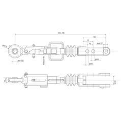 Liftregulering (hydraulisk) m/slanger (Leveres med: Slanger) - Kugle Ø 28mm - Gaffel Hul Ø 28mm - Min. længde: 680mm, Cylinderdiameter: 80mm.