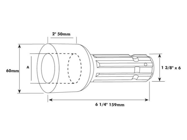 PTO Adapter - Hul Ø25mm x Spliner udv 1 3/8'' - 6.