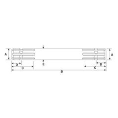 PTO Spline Aksel - 1 3/8'' - 6 Spline x 1 3/8'' - 6 Spline, Længde: 300mm