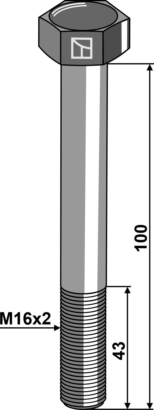 Bolt M16x2x100 u. møtrik