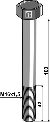 1610096010 Bolt M16x1,5x100 u. møtrik