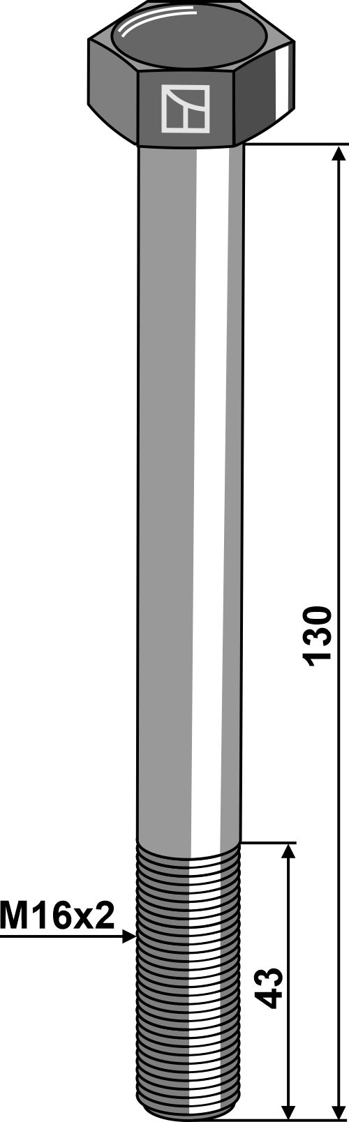 Bolt M16x2x130 u. møtrik