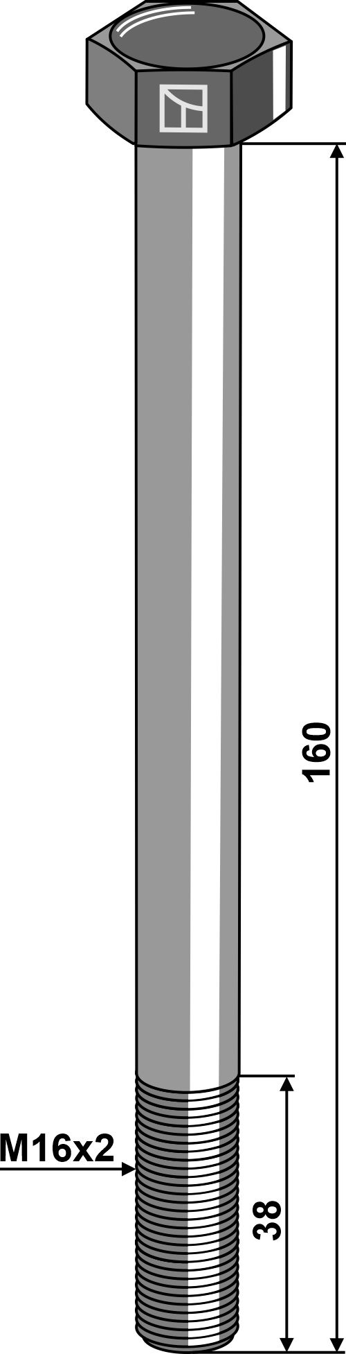 Bolt M16x2x160 u. møtrik