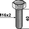 Bolt M16x2x4 u. møtrik - galvaniseret