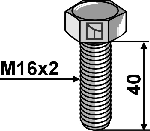 Bolt M16x2x4 u. møtrik - galvaniseret