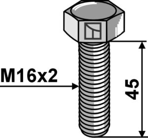 164593310v Bolt M16x2x45 u. møtrik - galvaniseret
