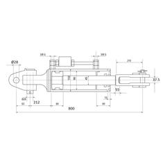 Liftregulering (hydraulisk) m/slanger (Leveres med: -) - Led Ø 28mm - Gaffel Hul Ø 29x60mm - Min. længde: 800mm, Cylinderdiameter: 90mm.