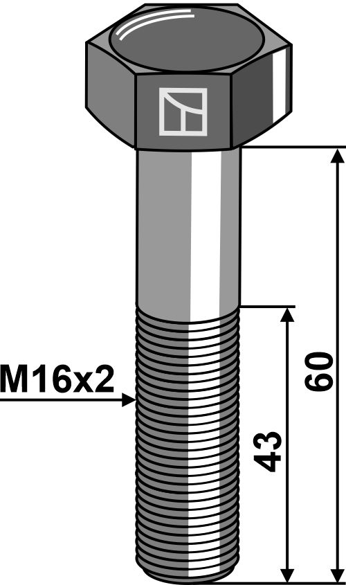 Bolt M16x2x60 u. møtrik