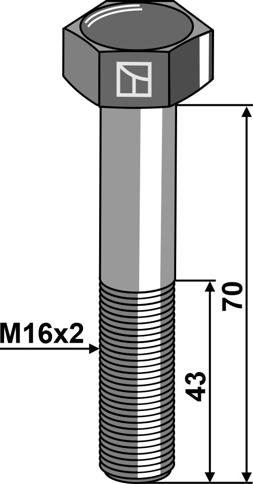 Bolt M16x2x70 u. møtrik